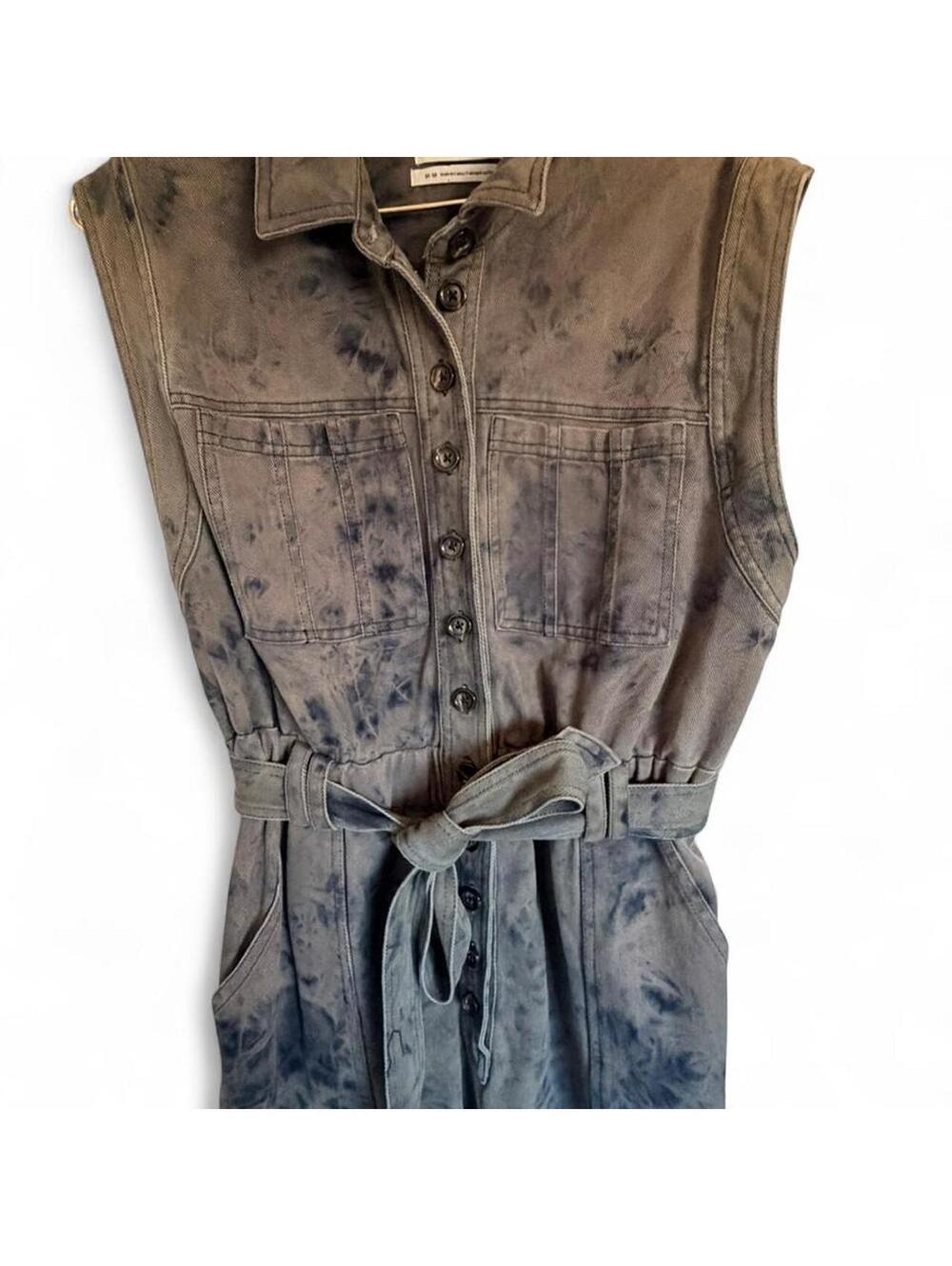 Urban Outfitters Sydney Tie Dye Utility Sleeveless Denim Jumpsuit: Size M